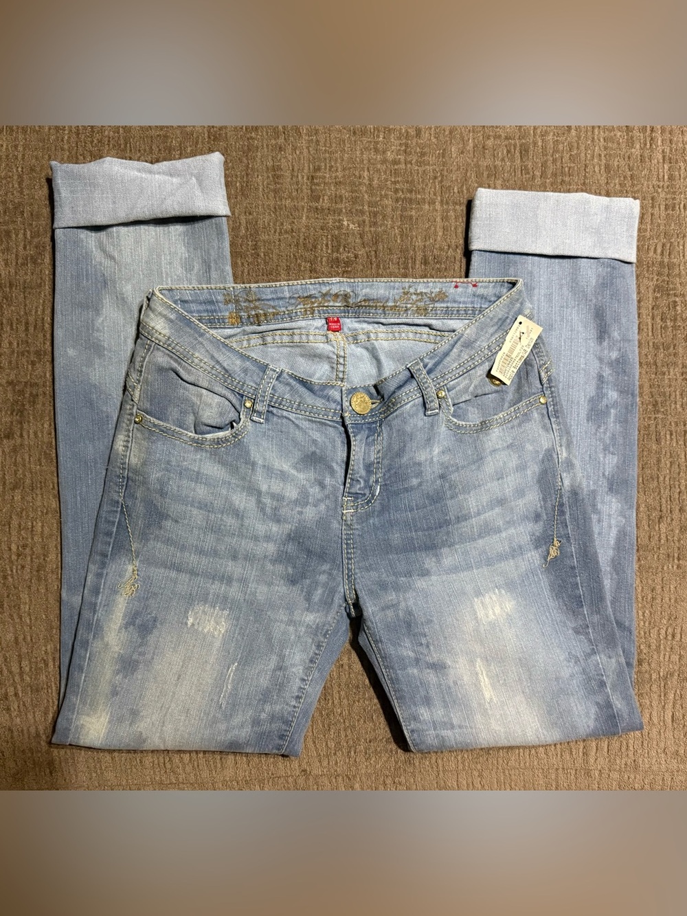 Apple Bottoms Faded Light Blue Skinny Jeans